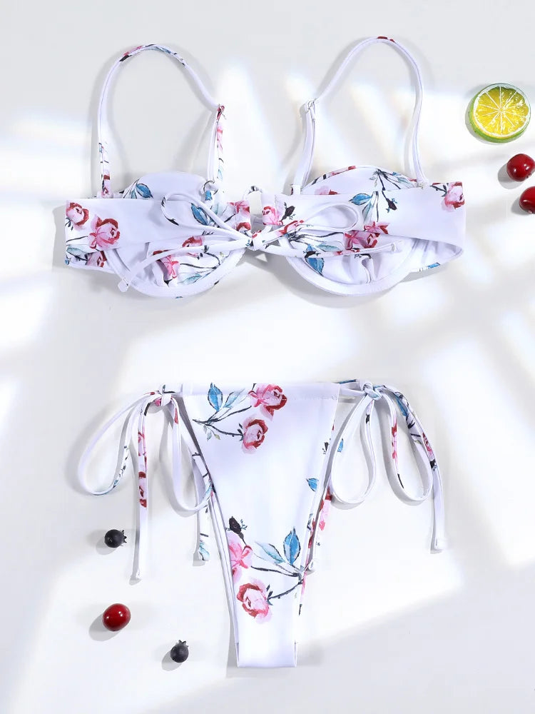 3 pezzi bikini set sexy push up costume da bagno fasciatura bikini vita bassa costumi da bagno 2025 string bikini set donna estate costume da bagno
