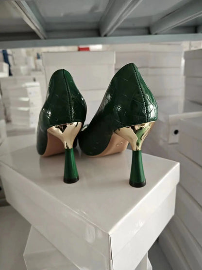 Tacchi alti Casual classici scozzesi verdi nuovo modello scarpe Oversize moda In rilievo In primavera ed estate 2023 décolleté scarpe da donna