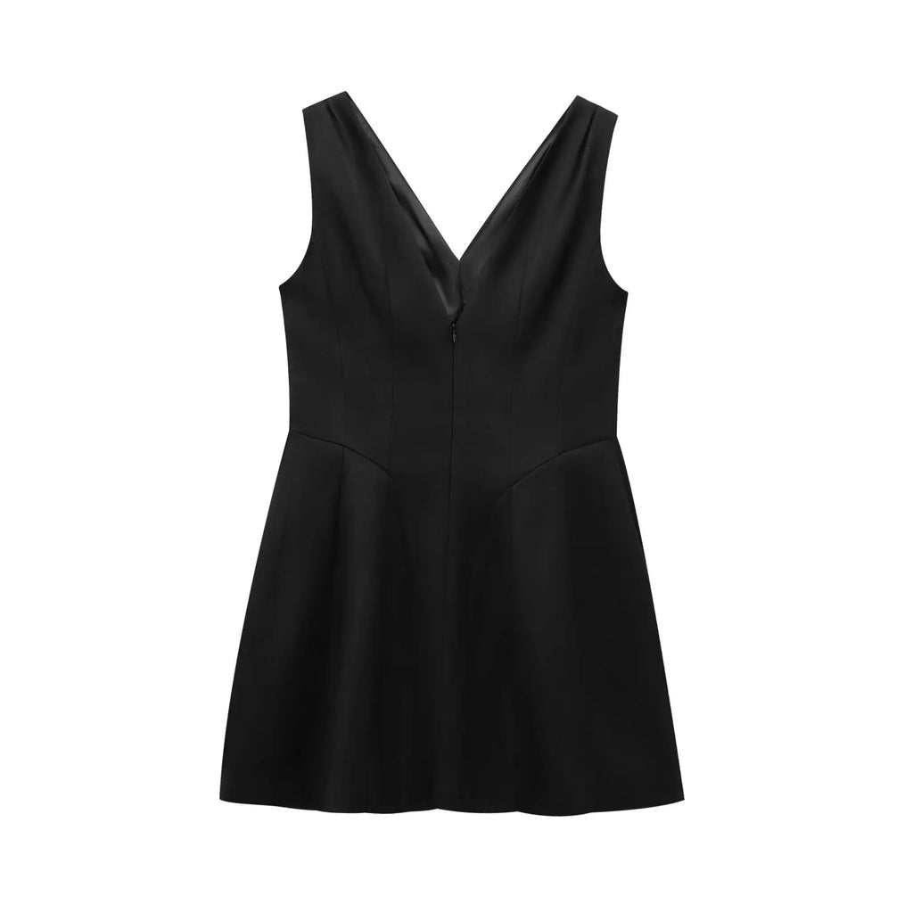 HH Summer Women scollo a V senza maniche senza schienale decorare mini abito con cerniera moda donna abiti sexy abito da festa stile street