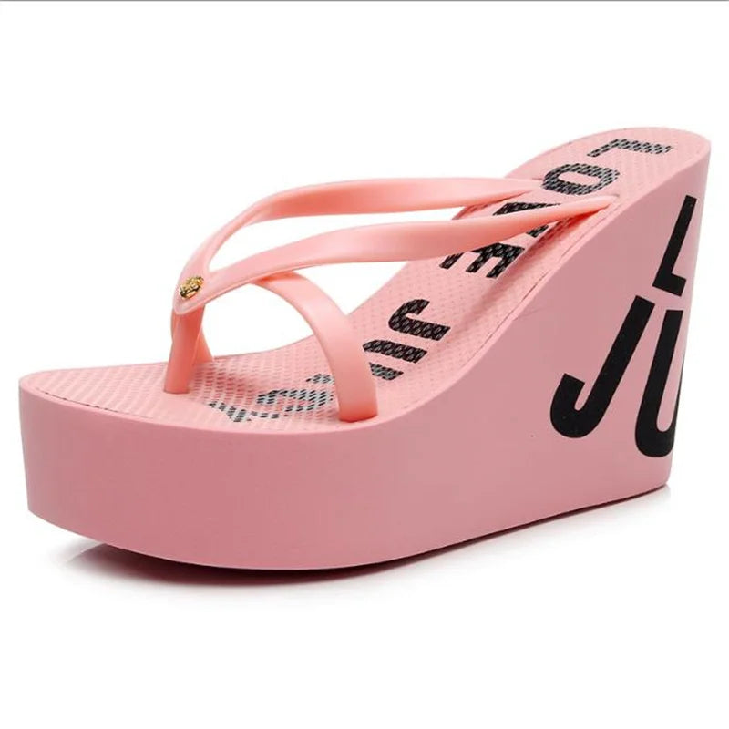 8cm 11cm zeppe estive infradito per le donne panno Clip Toe Chunky Platform pantofole donna Plus Size sandalo da spiaggia antiscivolo leggero