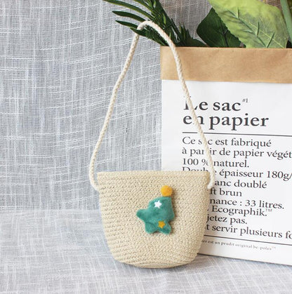 Borsa a tracolla in tessuto di paglia per bambini estivi belle ragazze borse portamonete piccole borse a tracolla per bambini Mini portafoglio principessa