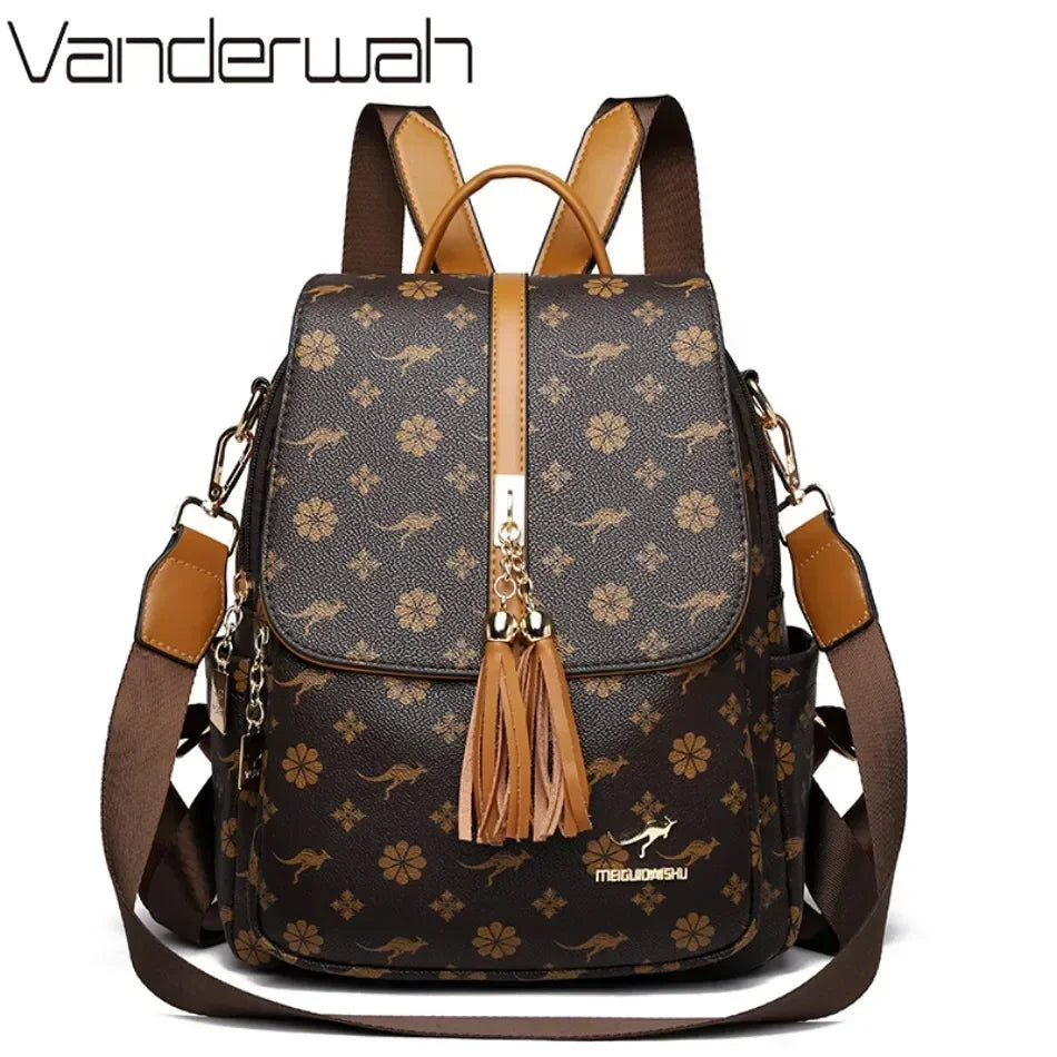 Zaino da donna Designer borsa da donna in pelle di alta qualità stampa di moda di lusso borse da scuola con nappe zaini di grande capacità Sac