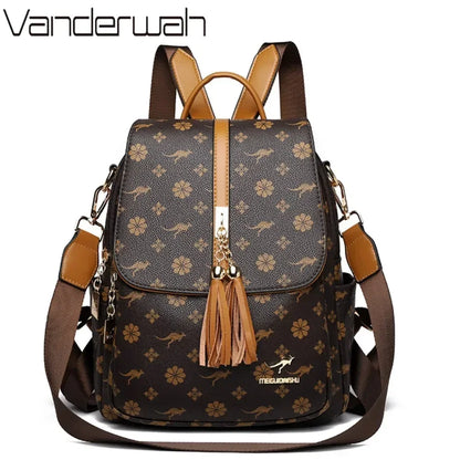 Zaino da donna Designer borsa da donna in pelle di alta qualità stampa di moda di lusso borse da scuola con nappe zaini di grande capacità Sac