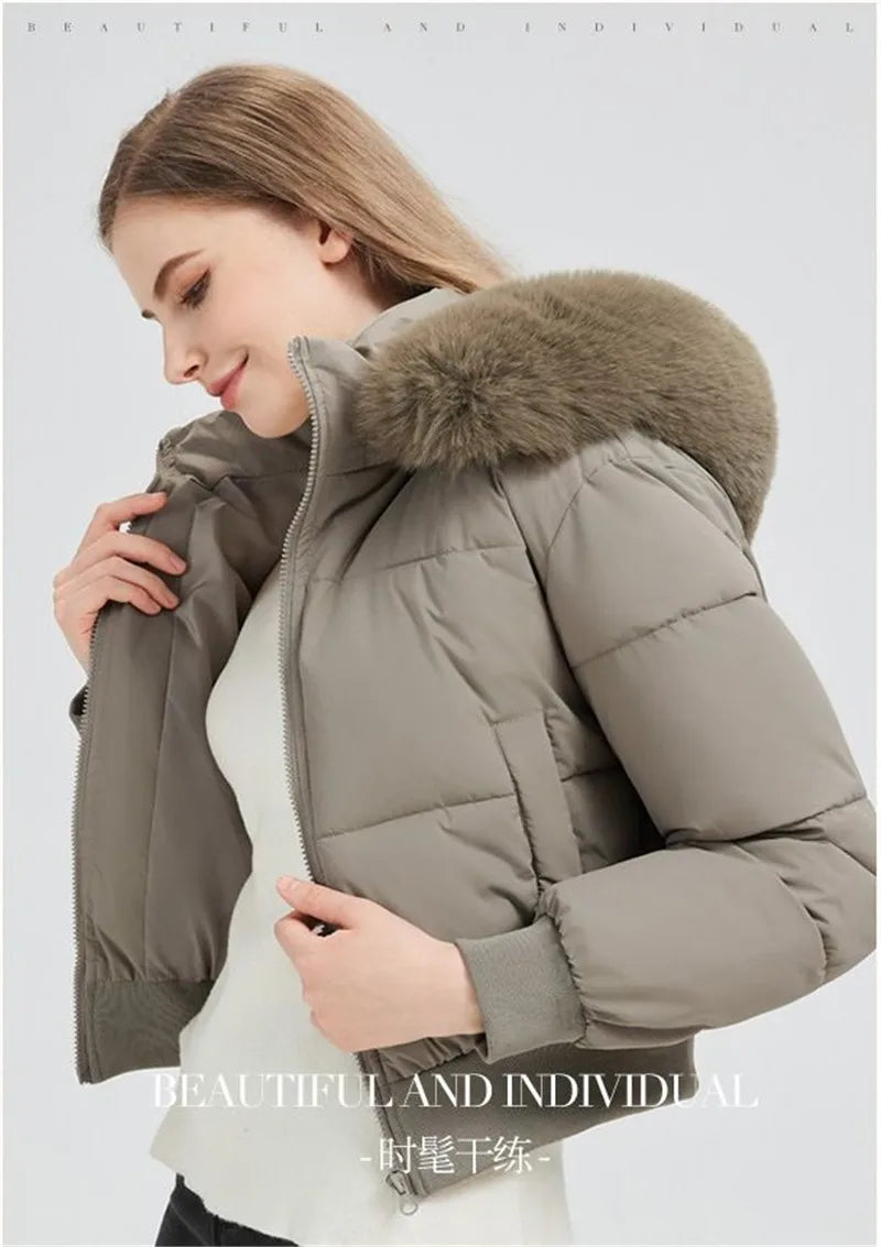 Inverno 2026 Nuova Giacca Corta Imbottita in Cotone Stile Europeo Americano da Donna, Giacca Corta alla Moda e Comoda da Indossare sopra gli Abiti
