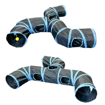 Tunnel per gatti Tunnel pieghevole per gattini Forniture per animali domestici T Cross Pass Tunnel da gioco Giocattolo per gatti Barile da trapano traspirante per carta forte per interni