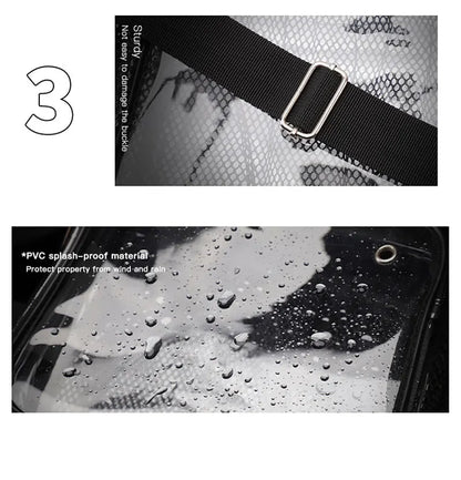 TINYAT Borse da donna in PVC trasparente impermeabile con cinturino in rete leggera Metti per cuffie perse Jack Ombrello per cellulare iPad da 9,7 pollici