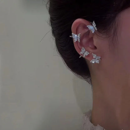 Clip per orecchio a farfalla in stile coreano senza piercing per le donne Orecchini a clip per polsino dell'orecchio con zirconi scintillanti Regali di gioielli per feste di nozze