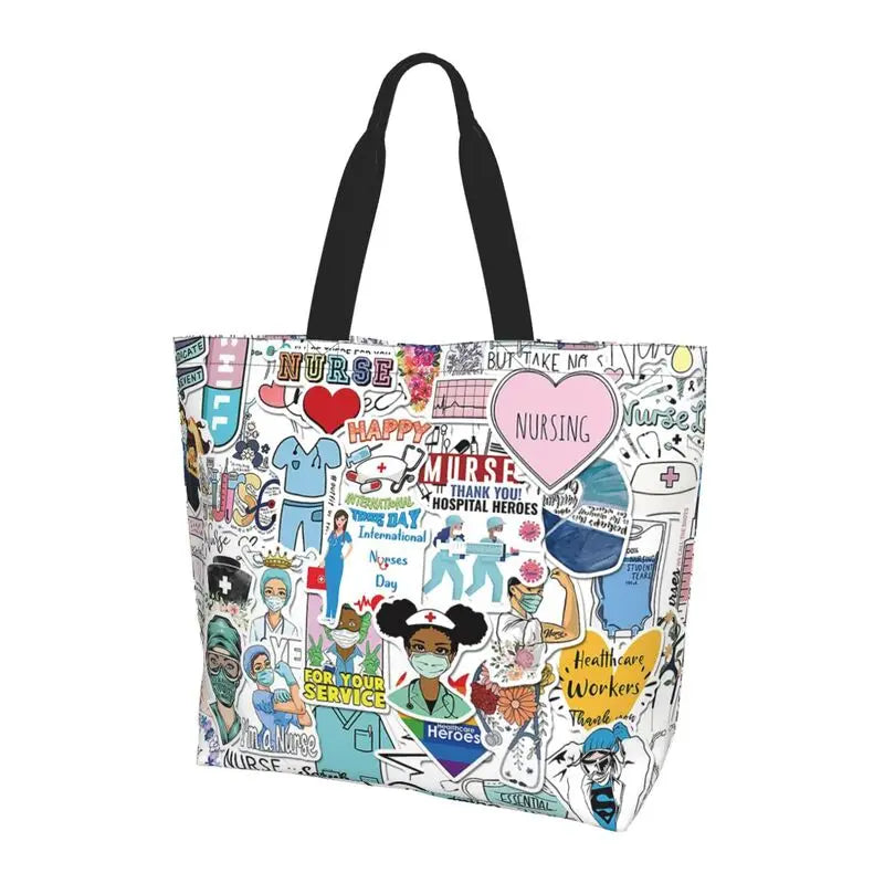 Personalizzato Enfermera En Apuros Dottore Infermiera Medica Borsa a tracolla Tote Bag di grande capacità Borse per le donne Borse per la spesa