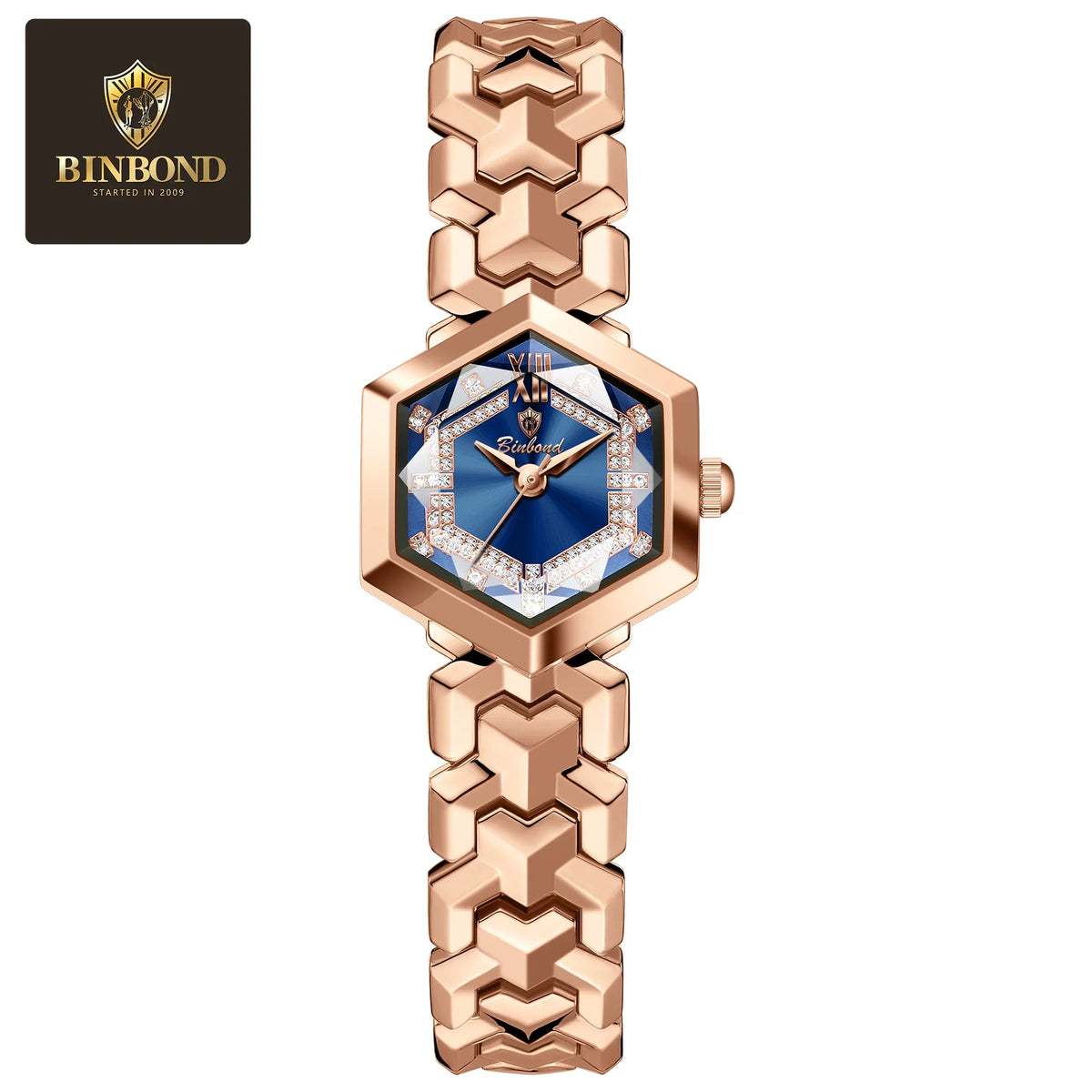 BINBOND Orologi da donna eleganti delle migliori marche Orologio da polso da donna con specchio a rombo alla moda Orologio al quarzo originale con quadrante con diamanti impermeabile
