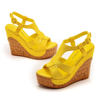 Sandali con plateau Summer Fashion Women Bohemia Style tacco alto bocca di pesce Peep Toe zeppe scarpe per le donne Sandalias De Mujer
