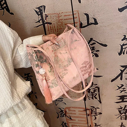 Borsa a tracolla da donna alla moda ricamata in stile cinese di vendita caldo 2026 Borsa di grande capacità di nuova tendenza estiva