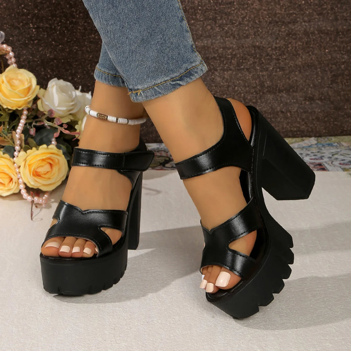 Sandales femme 2025 Nouvelle plateforme d'été Sandales à talons hauts Femme Imperméable Talons super hauts et épais Chaussures femme Zapatos De Mujer