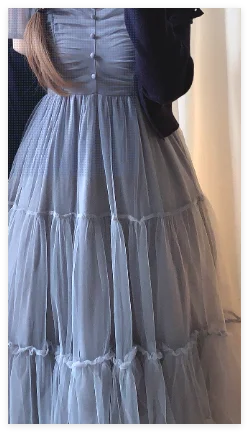 Abiti da donna di nicchia in stile giapponese Primavera Estate Autunno Ragazza Dolce fiocco Abito in rete Lolita Abito lungo con bretelle da fata carina