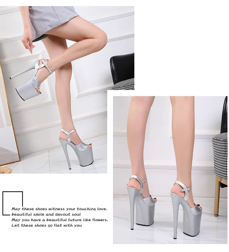 Women Sexy Show Sandals 20 CM High Heels Sexy Platform Color Sandals Girls 8Inch Super High Heels Shoe for Party Club Stripper