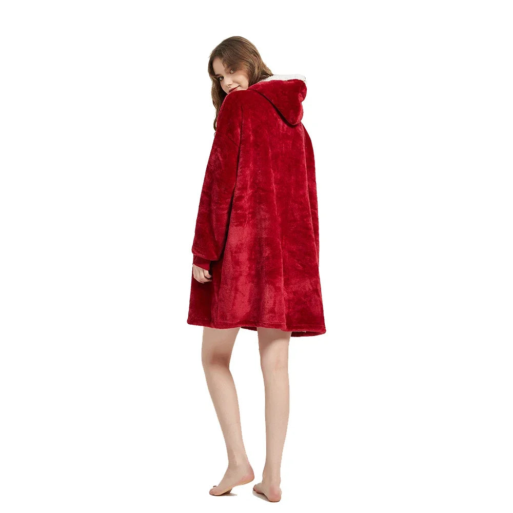 Coperte indossabili invernali Coperta morbida e calda Felpa con cappuccio Donna Uomo Pullover Coperte TV giganti oversize in pile