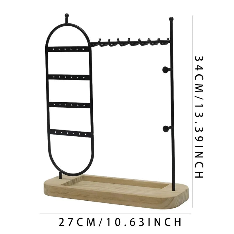 1 portagioie da tavolo con base in legno massello adatto per organizzare e conservare orologi, orecchini, bracciali, collane, ecc.