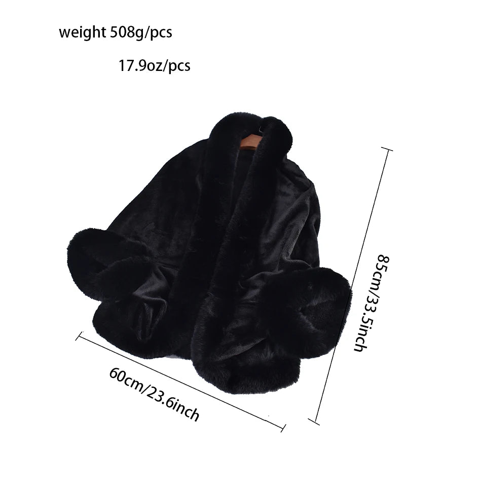 Cardigan da donna in peluche con maniche a pipistrello larghe e maniche a pipistrello in peluche con maniche calde di nuova moda invernale