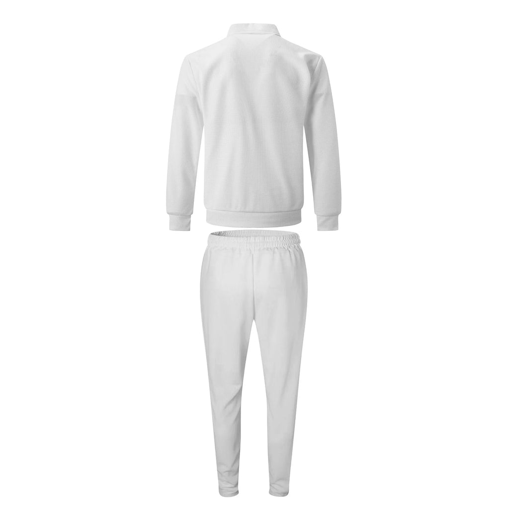 Completo Giacca Cardigan Slim da Uomo con Zip e Tasche, Collo a Risvolto, Stile Waffle, Collezione Autunno 2026