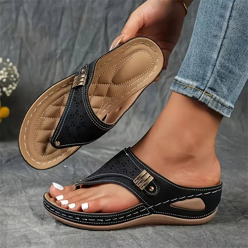 Nuovi Sandali Estivi da Donna con Zeppa, Infradito Open Toe da Esterno, Scarpe Casual di Design alla Moda, Sandali Platform Slip-on da Donna