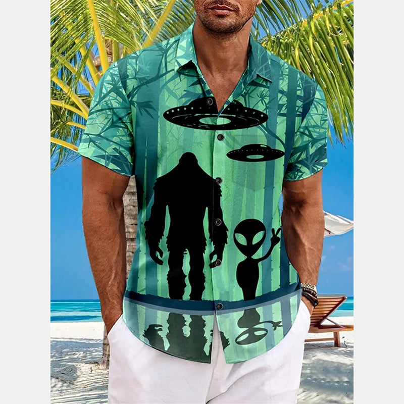 Camicie hawaiane casual con stampa 3D moda estiva da uomo Divertenti camicie con bottoni a maniche corte con grafica giraffa carina Trend Street Y2k