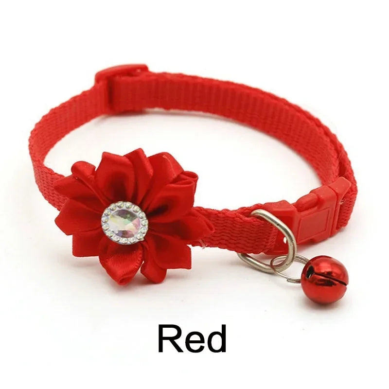 Collare carino colorato per cani e gatti collare regolabile con campana di fiori con collare a campana forniture per animali domestici 7 colori sono disponibili