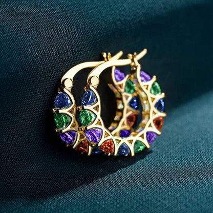 Huitan Orecchini a cerchio da donna unici intarsiati con zirconi brillanti Accessori speciali alla moda Gioielli per la festa nuziale quotidiana
