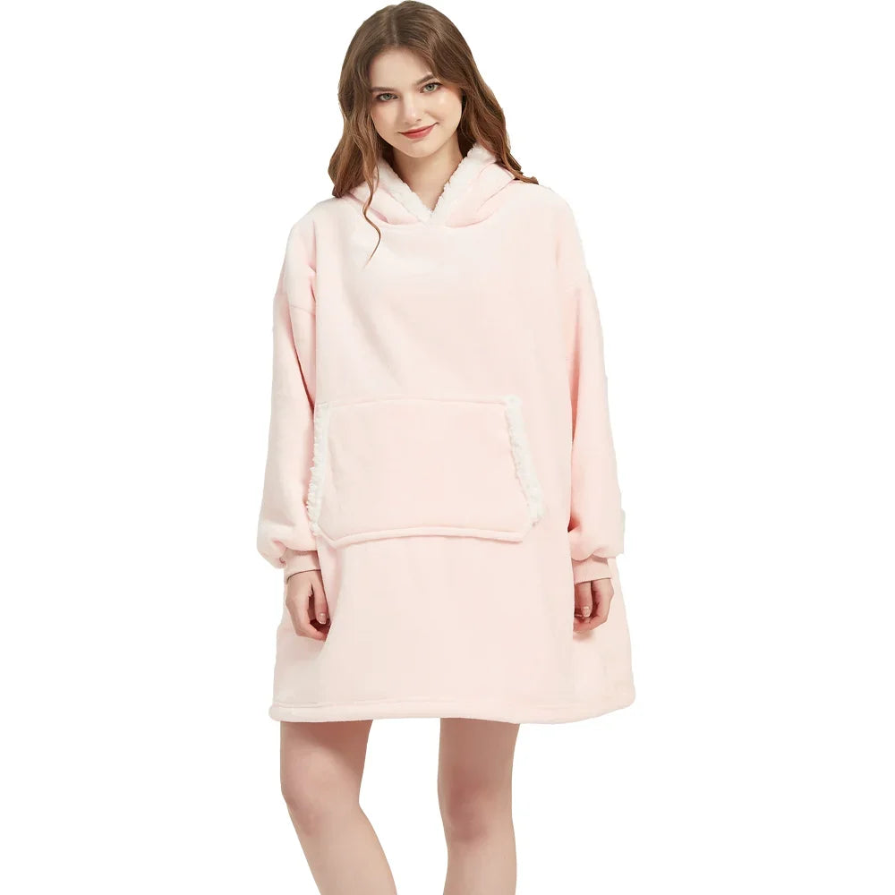 Coperte indossabili invernali Coperta morbida e calda Felpa con cappuccio Donna Uomo Pullover Coperte TV giganti oversize in pile