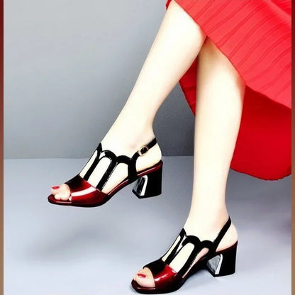 Maogu Summer Heels tacco medio fibbia femminile Footware nero 2024 Trend Fashion New Women's Pumps Shoes Peep Toe sandali donna 40
