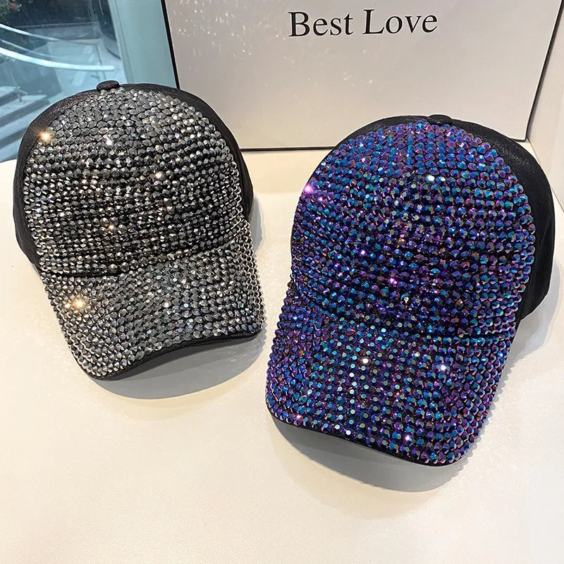 Berretto da baseball da donna estivo Primavera Autunno Berretti con strass Personalità della moda Cappelli hiphop da strada per snapback femminile