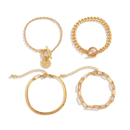 Braccialetto con ciondolo moneta con catena a maglia cubana Punk per donna a mano Vintage OT Buckle Snake Chain Charm Bangles coppia gioielli regalo