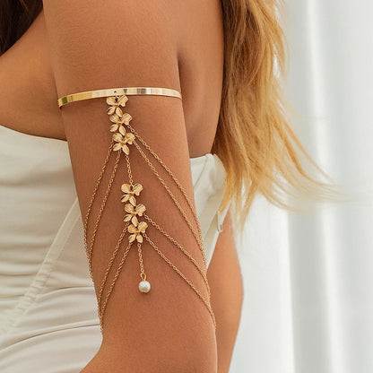 Ingemark 17 Stili Boho Ciondolo in cristallo Braccialetti aperti per le donne Wed Bridal Goth Nappa Braccialetti con braccio a maglie Regalo di gioielli per feste