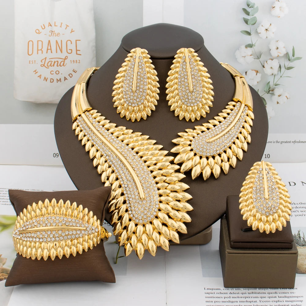Parure de bijoux italienne, collier, boucles d'oreilles, bijoux pour femme, parure de bijoux de haute qualité