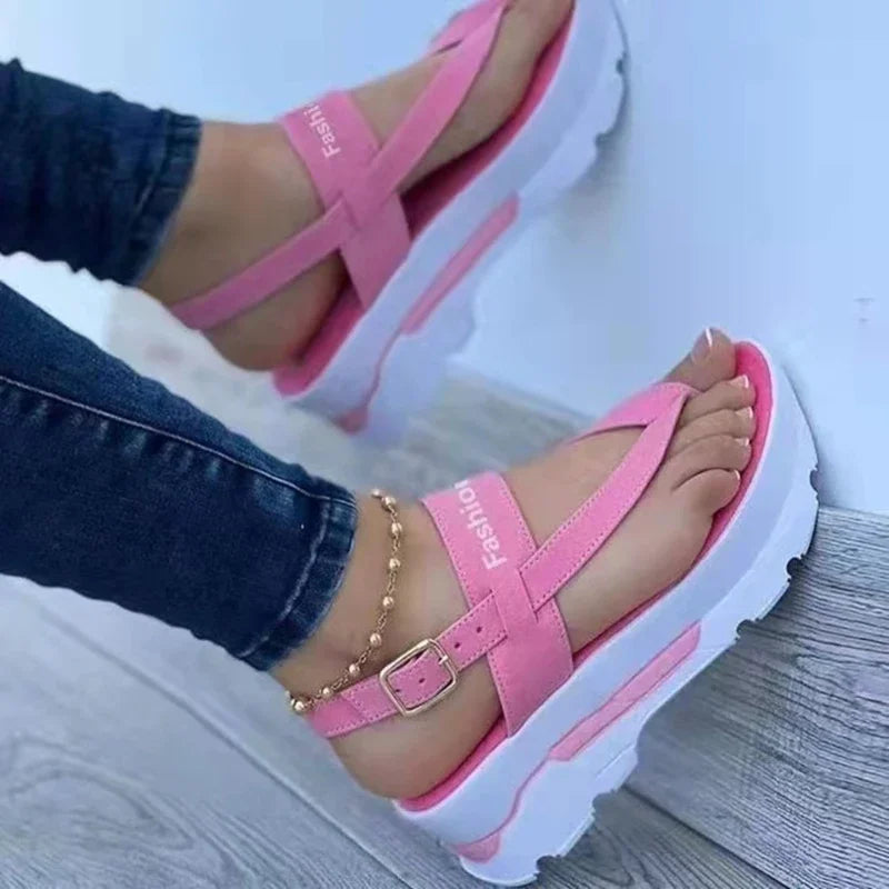 2025 Sandali estivi per le donne Sandali con plateau moda Zeppa Scarpe casual Sandali con tacco leggero Mujer Infradito Zapatos