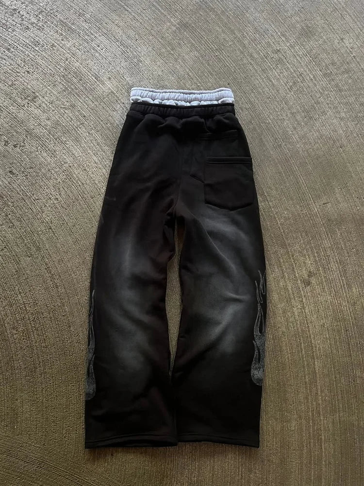 Pantaloni Casual Larghi e Dritti con Ricami e Stampe, Moda Autunno-Inverno per Uomo e Donna