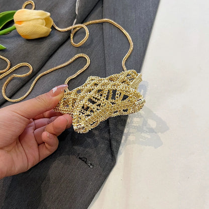 Borsa rossa con bocca in metallo moda per donna borse a tracolla in oro di alta qualità Designer borsa a tracolla scavata borsa da pranzo carina