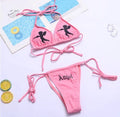 Punk Gothic Letters Print Bikinis Set Sexy Bikini 2023 Women Skull Pattern V-neck Swimwear Fashion Swimsuit Bathing Suit