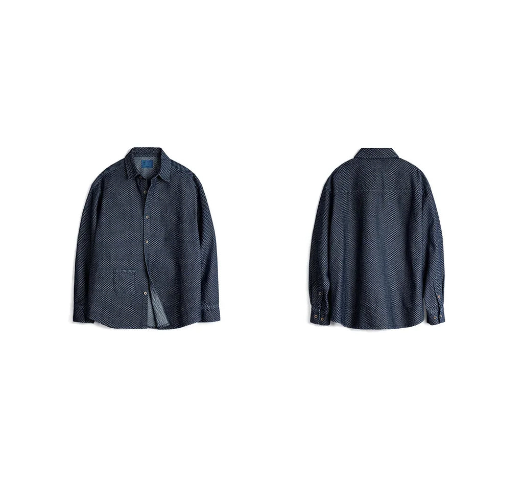 Maden Camicia di jeans a maniche lunghe ampia retrò Giacca monopetto con risvolto a quadretti per uomo Capispalla versatile primaverile e autunnale