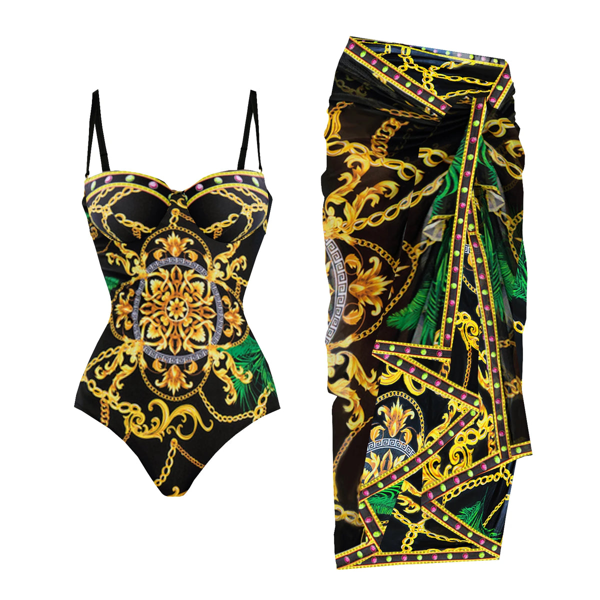 Push Up One Piece Swimsuit With Cover Up Sexy Swimwear Women 2025 Printed Swim Suits Female Bikinis Sliming Bodysuit Beachwear