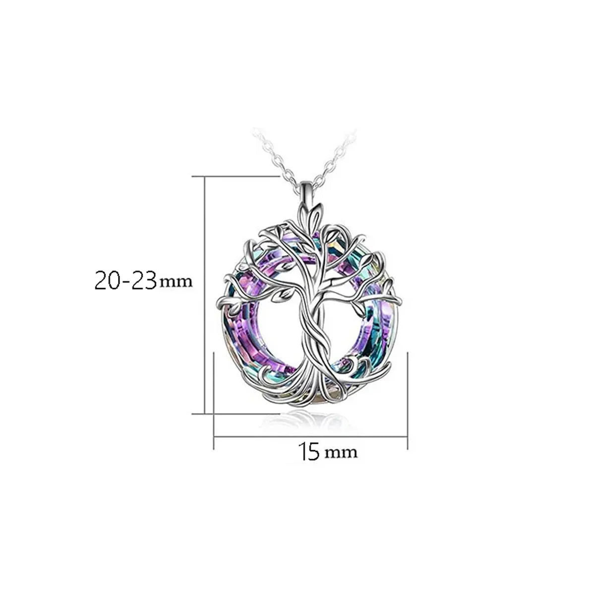 Collana Albero della Vita con Cristallo Circolare, Squisito Ciondolo a Forma di Albero Genealogico, Gioiello Regalo per Donne, Mamma, Figlia