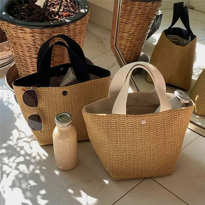 Borsa a tracolla a tracolla in paglia da spiaggia borsa a tracolla a secchiello in Rattan intrecciato estivo bohémien da donna borse a tracolla fatte a mano per le donne