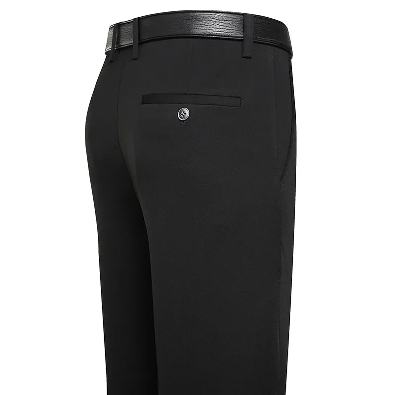 Pantaloni da uomo estivi sottili pantaloni casual da lavoro classici tinta unita elastici comodi larghi dritti da uomo di marca