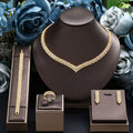Zirconia Bridal Jewelry Set For Women Dubai Saudi Wedding Necklace Earring  Bracelet Ring Set Prom Evening Dress Party Jewelry