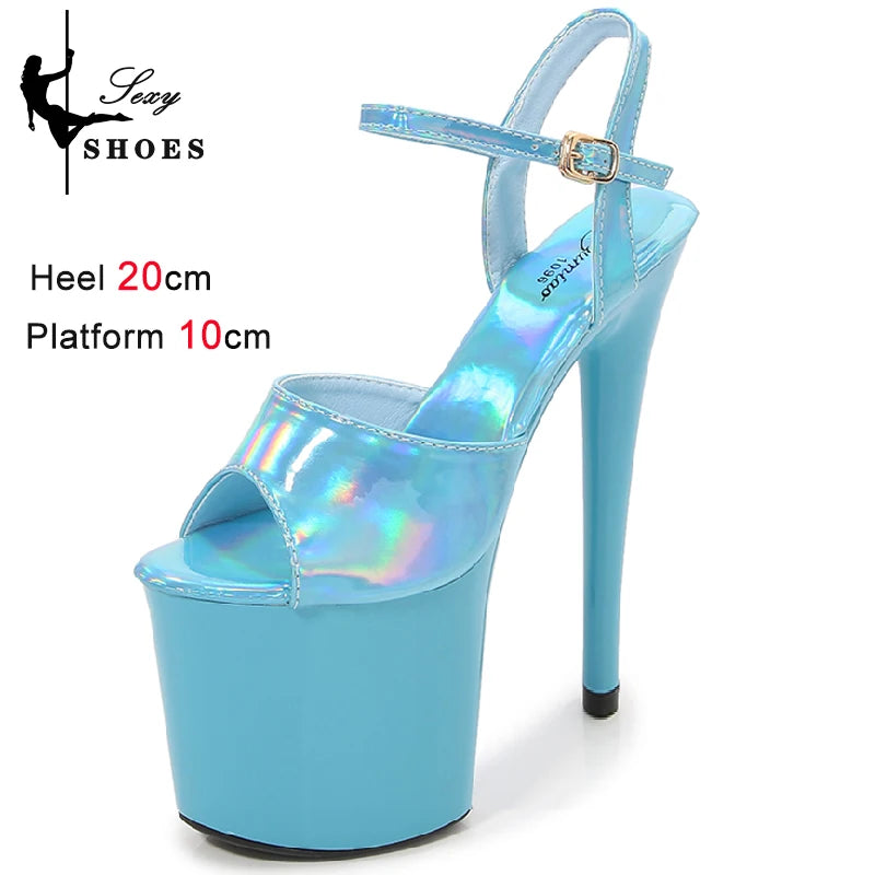 Women Sexy Show Sandals 20 CM High Heels Sexy Platform Color Sandals Girls 8Inch Super High Heels Shoe for Party Club Stripper