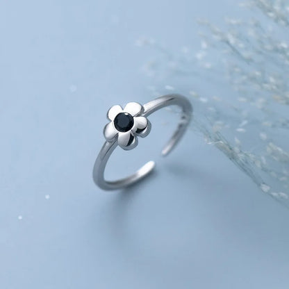 Anelli di apertura del fiore di zircone di lusso per le donne Cubic Zirconia Rosa Fiore di ciliegio Tulipano Anello da dito regolabile Gioielli da sposa