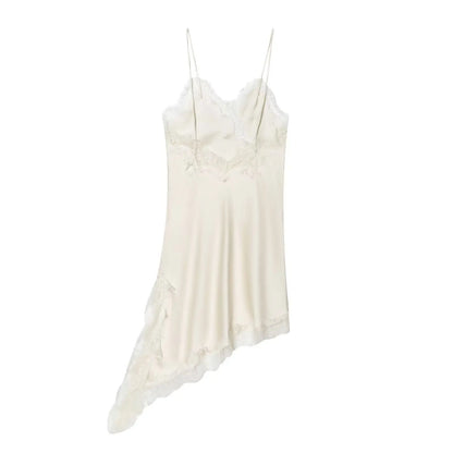 HH Summer Sexy Party Sling Dress per le donne senza maniche asimmetria pizzo splicing backless halter neck moda abiti slim