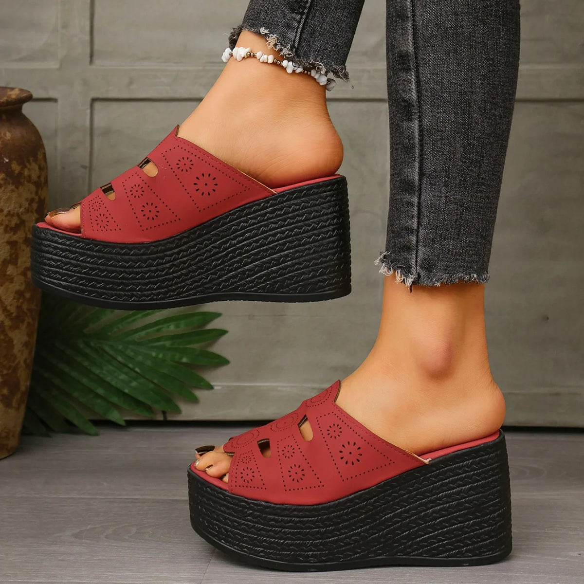Sandales d'été décontractées pour femmes Sandales compensées à plateforme antidérapantes pour l'extérieur Sandales antidérapantes confortables pour femmes Chaussures de créateur Zapatos De Mujer