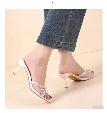 Damen Sommersandalen Elegante Sandalen Damen High Heels Mode Schmetterling Knoten offene Zehen Hausschuhe High Quality Marken Designer Damenschuhe