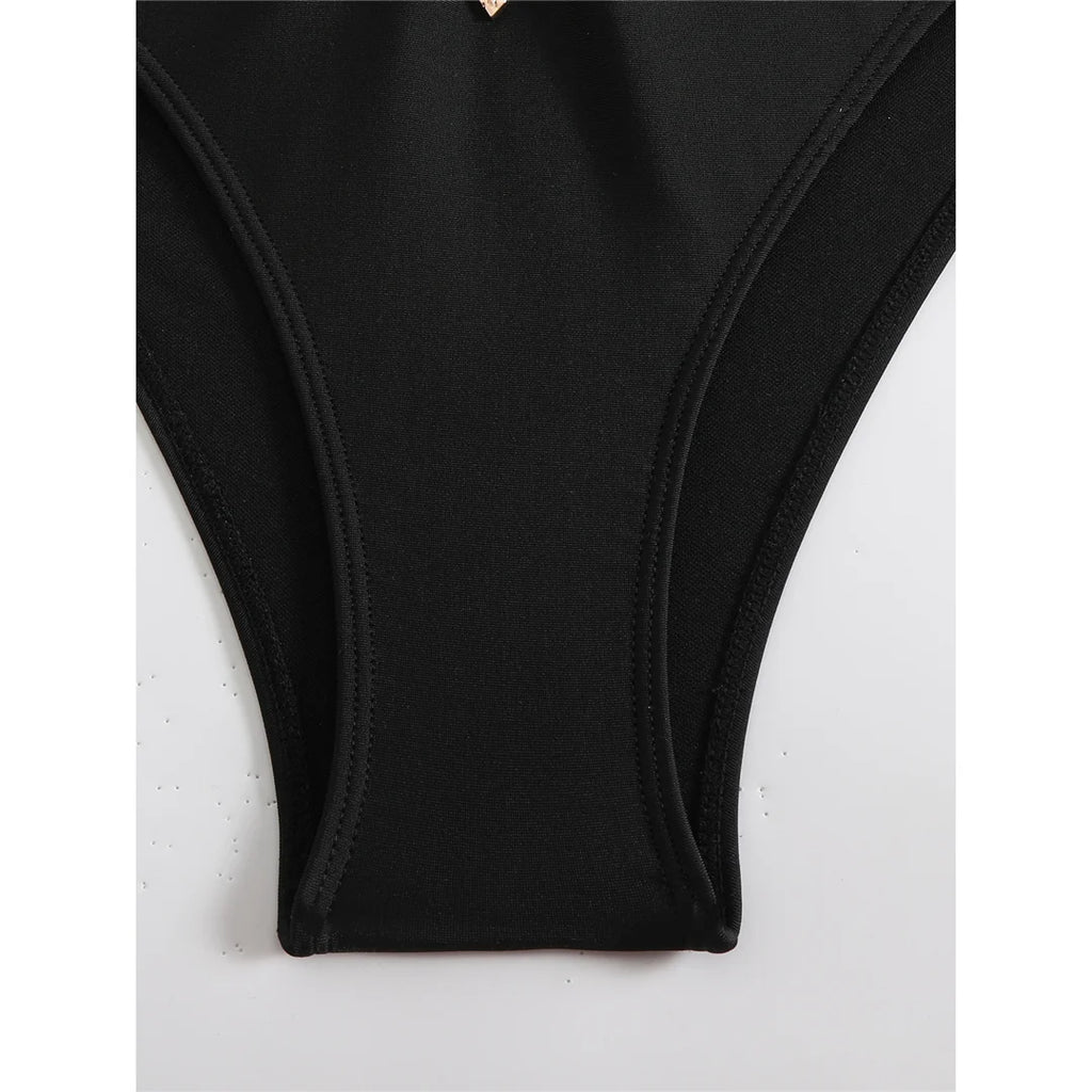 Bikini a vita alta con cut-out e allacciatura al collo da donna 2026 - Set due pezzi imbottito V6256