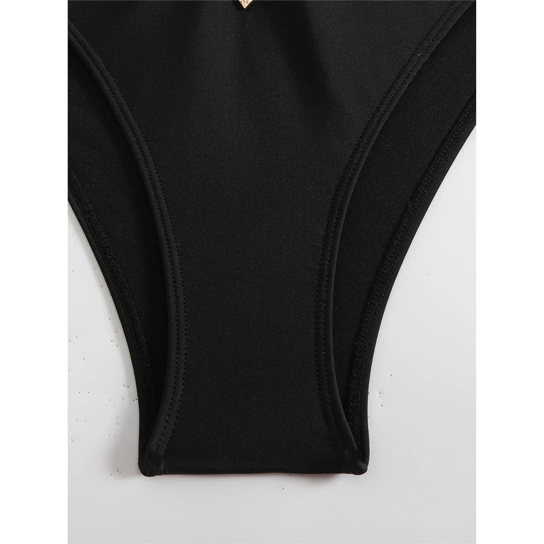 Bikini a vita alta con cut-out e allacciatura al collo da donna 2026 - Set due pezzi imbottito V6256