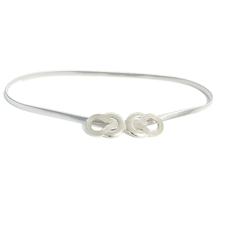 Cinture per donna Abiti in oro argento Cinture elastiche in vita femminile Cinture sottili in metallo per abiti da donna Cinturones Pasek